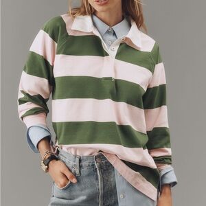 NWT! Striped Green and Pink Rugby Shirt